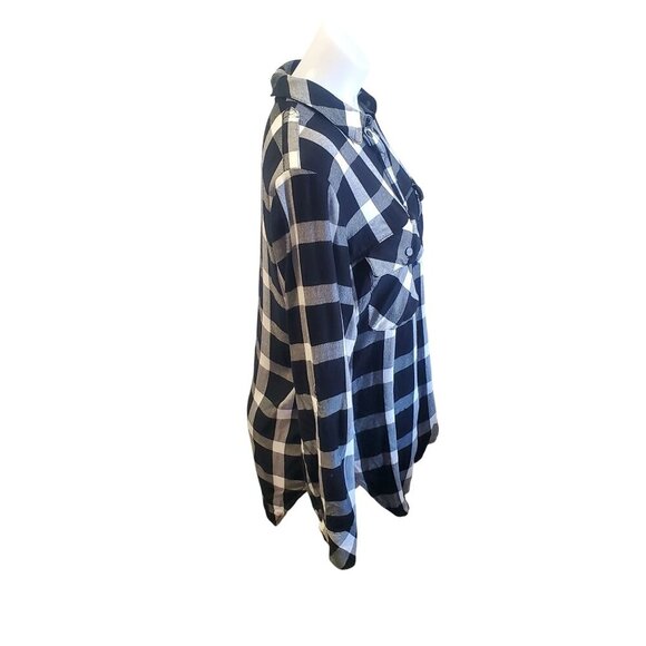 Sanctuary Anthro Womens Black & White Plaid Grunge Soft Boyfriend Shirt Medium - Picture 3 of 11